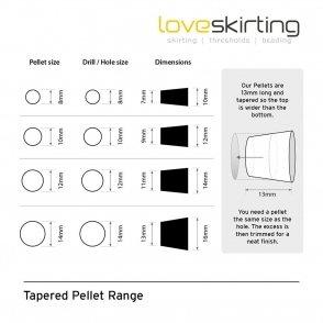 Solid Oak 10mm Tapered Single Pellet