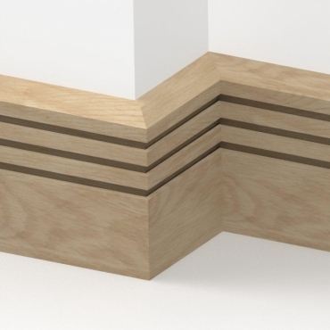 Solid Oak Chamfered Triple Edge Skirting Board 3 metre