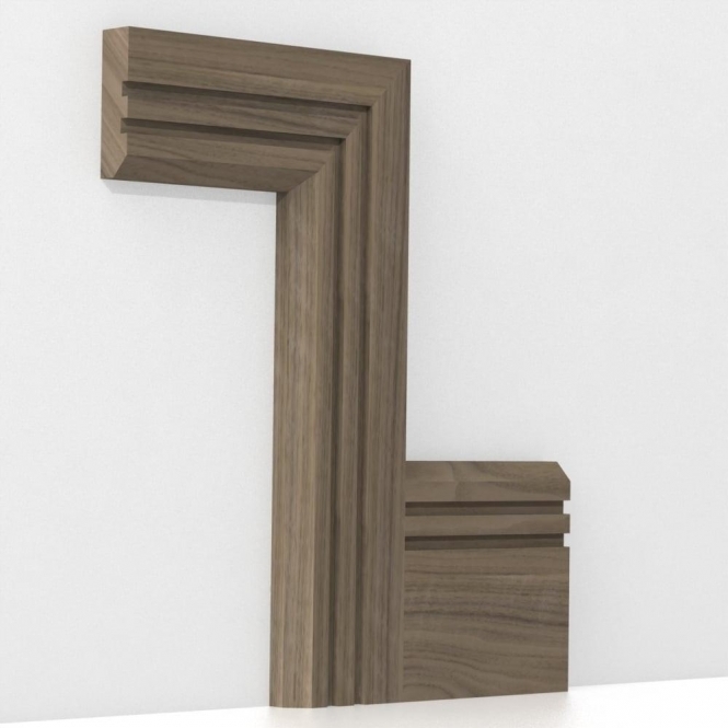 Solid Walnut  Chamfered Double Edge Architrave Sets